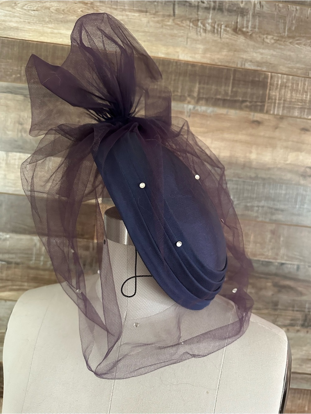 Elegant Women's Veiled Fascinator Hat in Deep Plum